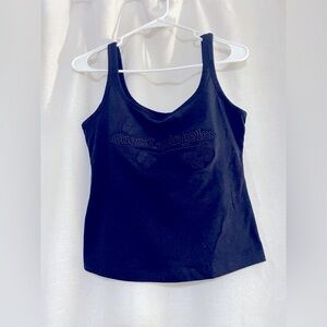 NWT Guess women Black logo Tank Top Squared Neck Sz M